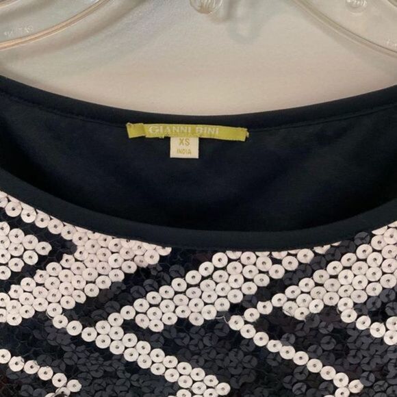 Gianni Bini Charlotte Sequin Chevron Peplum‎ Blouse - Picture 3 of 3